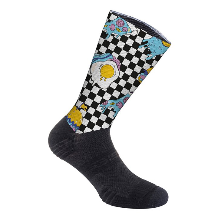 Chaussettes - Socquettes Été Gist Range Pit Stop Damier Noir Et Blanc Covering Food 38-42 Ecologique - Hauteur 22 cm (Paire)