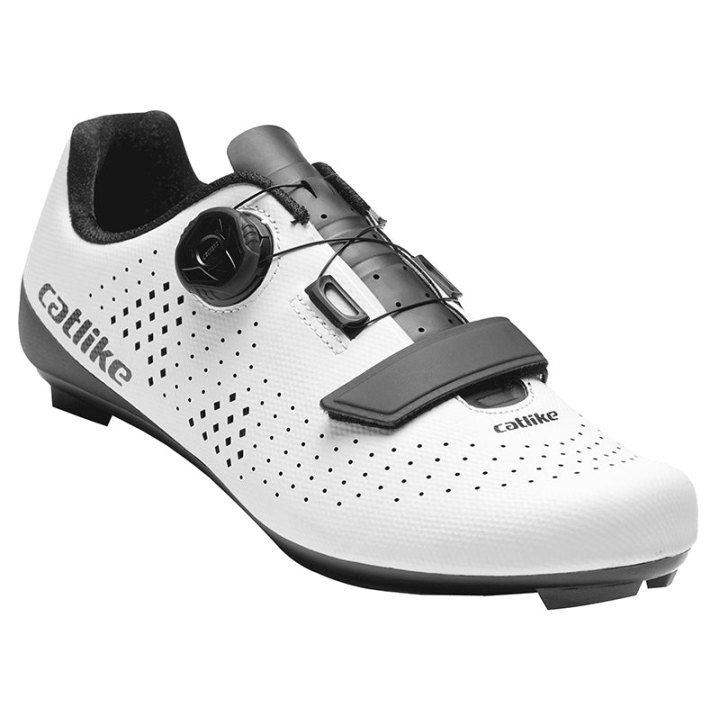 Chaussure Route Catlike Kompact'O R Blanc T43 Fixation Molette Micrometrique Atop-Velcro Compatible Look-Shimano (Paire)