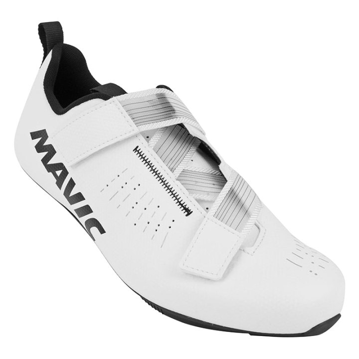 Chaussure Route Mavic Aksium Strap Blanc 42 2-3 Serrage Velcro Fixation 3 Points Compatible Look-Shimano (Paire)